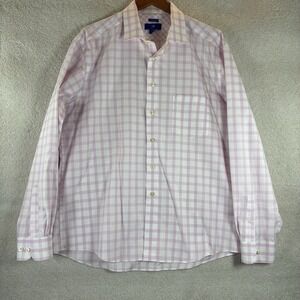 Egara Mens Button Down Dress Shirt Non Iron Plaid Pink Size XXL Preppy Pocket